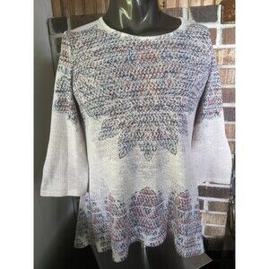 Boho Handkerchief Hem Lightweight Festival  Flowy Flattering Sweater Size M